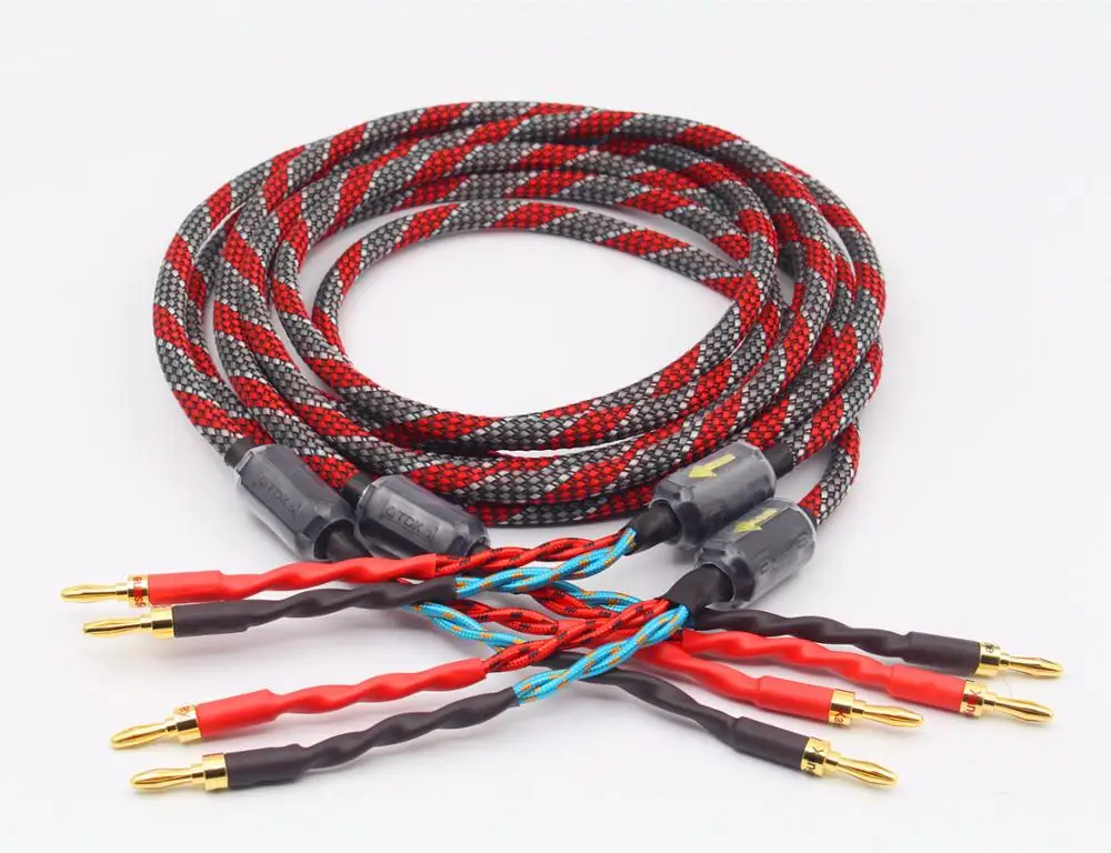 1Pair oxygen-free copper audio speaker cable HI-FI high-end amplifier  speaker cable Banana plug cable