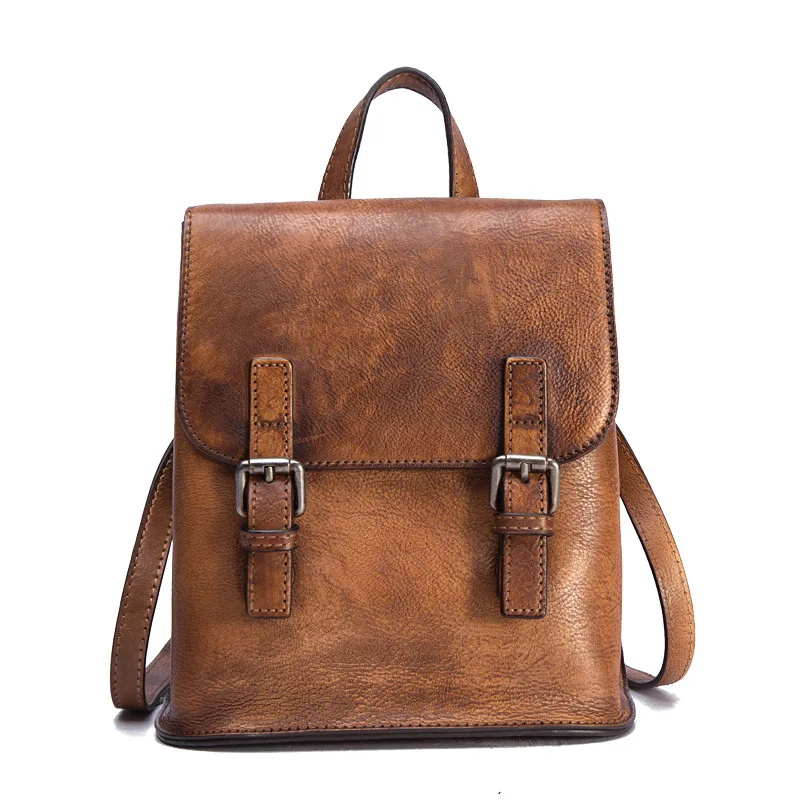 

Handbags retro rub color process work, Ms. shoulder bag simple fashion first layer of leather backpack female square