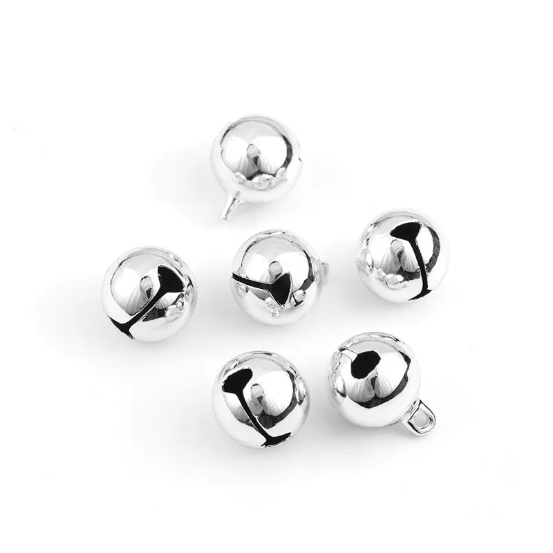 silver 50 шт., рождественские колокольчики, металлические маленькие колокольчики, декоративные цветные/разноцветные вечерние бусины DIY, рождественские украшения, аксессуары - Цвет: silver