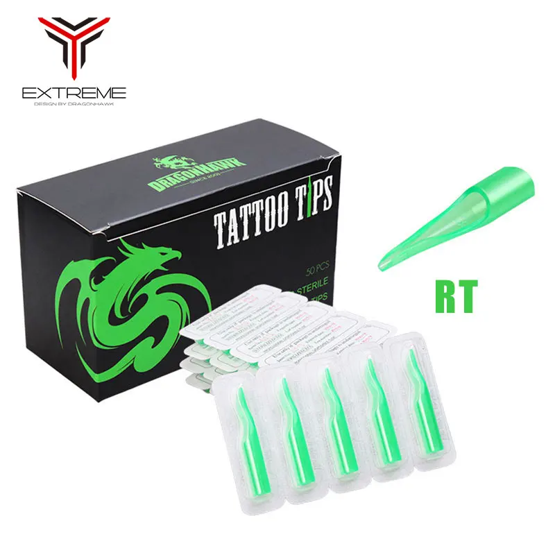 50 Pcs RT Green Color Disposable Tattoo Tips Plastic Sterile Nozzles Tube Supply | Красота и здоровье
