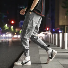 YASUGUOJI, новинка, осенние мужские брюки-карго с 6 карманами, брюки мужские тренировочные брюки для бега, эластичные уличные мужские камуфляжные штаны-Карго