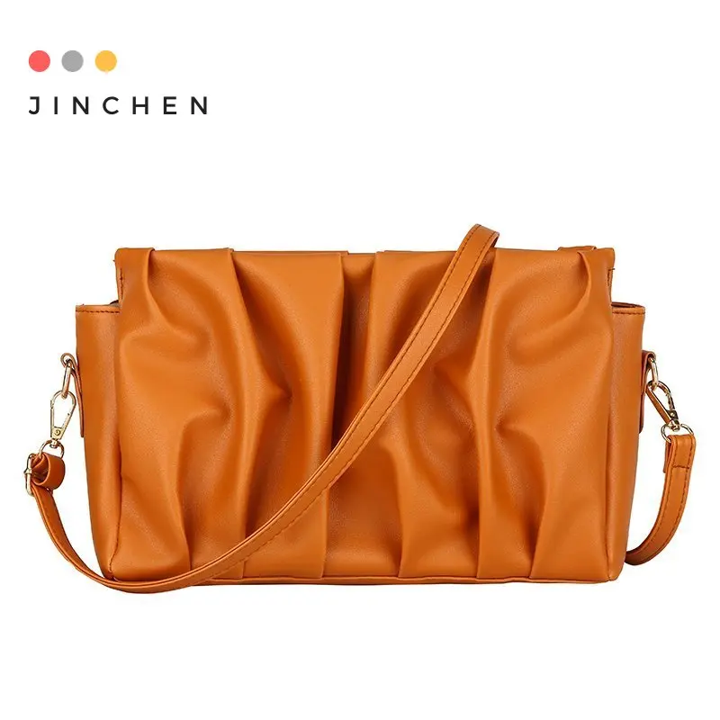 

2020 Lucury Design Women Pleated Bag PU Handbags for Women Candy Color Armpit Bag Large Capacity Purses Shoulder Bags Bolso Sac
