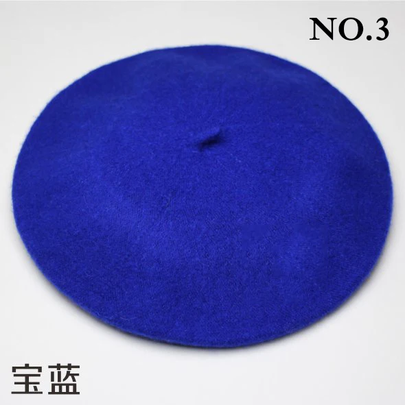 3 New Fashion Women's Wool Beret Hats Spring Autumn Winter Warm Wool Cap Vintage Berets Solid Color Caps for Female Painter Hat - Цвет: 3