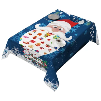 

Polyester Tablecloth Home Christmas Decorations Santa Claus Xmas Tabletop Party Decor, 55"x70.8"