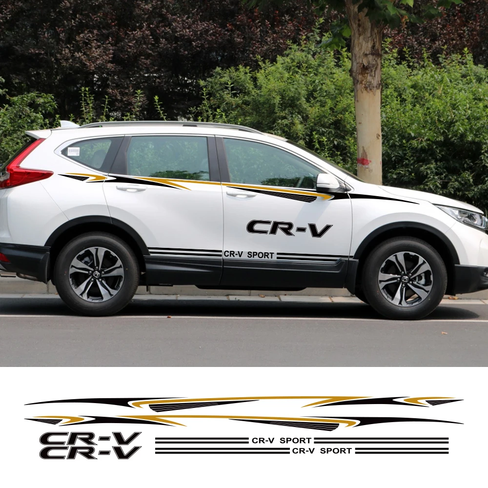 2 шт. автомобильные длинные Боковые Полосатые наклейки для Honda CR-V авто виниловые наклейки водонепроницаемые стильные спортивные автомобильные тюнинговые аксессуары