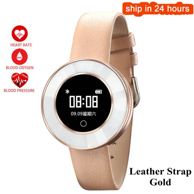 Leather Gold Модные Смарт-часы водонепроницаемые IP68 женские Bluetooth дамы Reloj фитнес-трекер для измерения сердечного ритма браслет Smartwatch для Android IOS - Цвет: Leather Gold