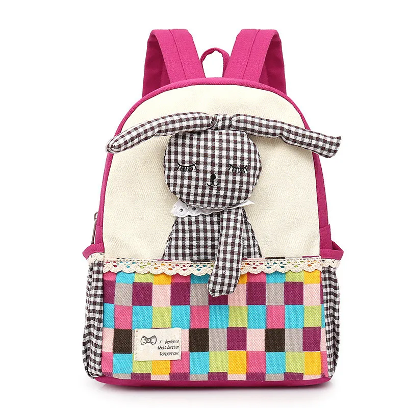 Брендовый детский холщовый рюкзак школьный рюкзак детский сад книги сумка милый кролик дорожные сумки