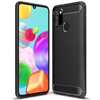 

30pcs/lot For Samsnng Galaxy A21S Case Carbon Fiber Armor Anti Scratch Brushed TPU Gel Cover For Samsung Galaxy A51 5G