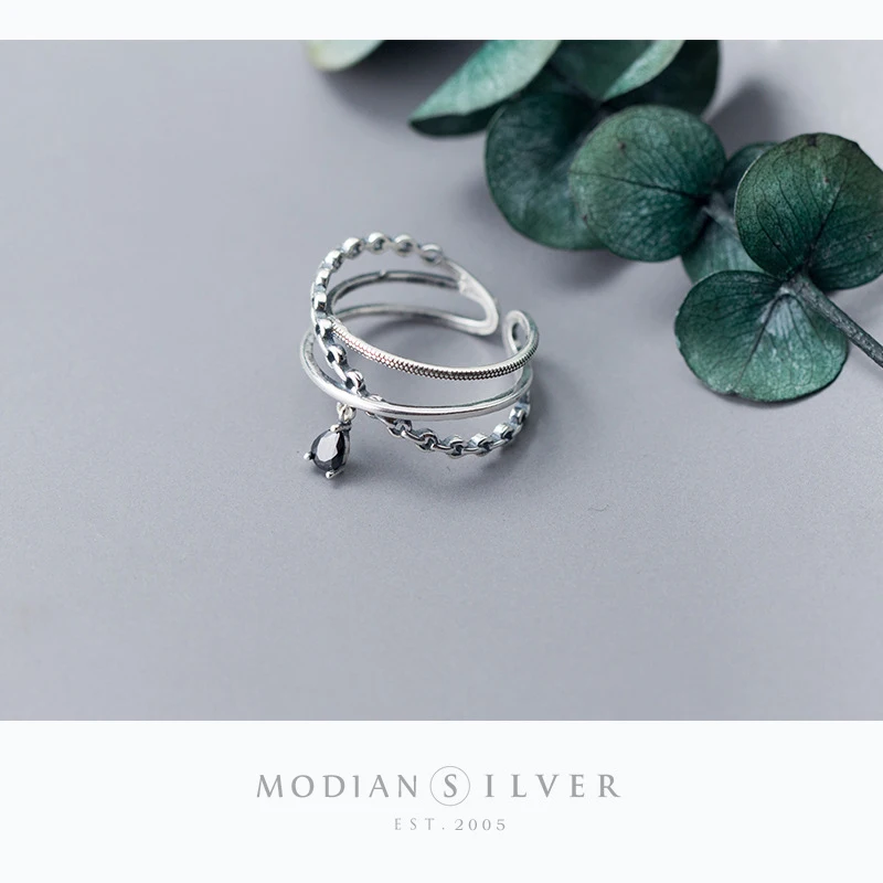 Modian New Retro Simple Finger Ring for Women Authentic 925 Sterling Silver Geometric Line Adjustable Ring Fine Jewelry Gift