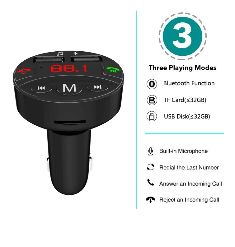 Manos Libres Coche Автомобильный MP3-плеер fm-модулятор двойной 12 в USB Мобильный телефон зарядное устройство fm-передатчик Авто музыка Bluetooth автомобильный комплект