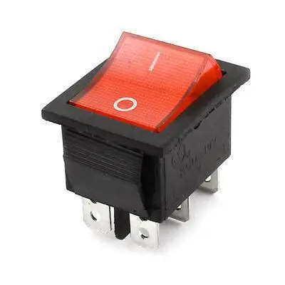 

5A AC 220V DPDT ON/OFF 2 Position Panel Mount Red Button Rocker Switch