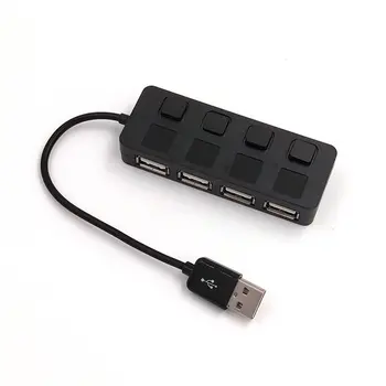 

4 Ports USB 2.0 Hub with Independent ON/OFF Switch Slim Compact USB Hub Expansion Splitter For U-disk Card Reader