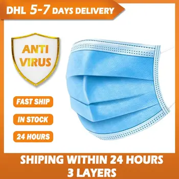 

100 pcs Face Mouth Protective Mask Anti Virus Disposable 3 Layers Filter Earloop Non Woven Mouth Masks Shipping within 24 Hours