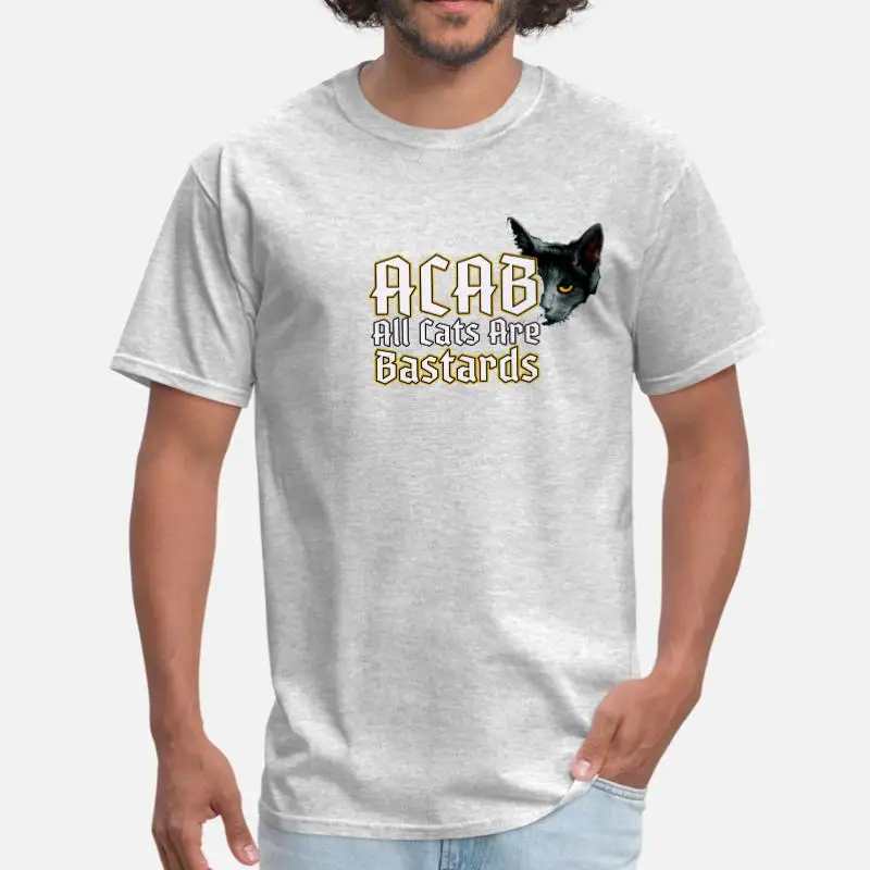 Men-Gray Новое поступление, футболка с надписью "All Cats Are Bastards Acab", хлопок, круглый вырез, кавайная футболка размера плюс S-5xl, уличная одежда, топ, футболка - Цвет: Men-Gray