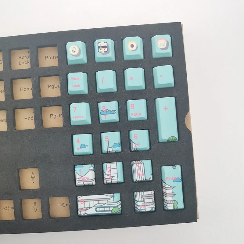 Вишневый профиль суши тема Keycap пять Сторон краситель Sub Pbt 108 ключ для механической клавиатуры розовый японский корень печати желтый синий