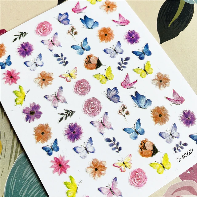 Z-D3702 Z-D3706 Colorful butterfly 3D Back glue Nail decal Nail sticker Nail decoration Nail art Nail ornament Z-D3607