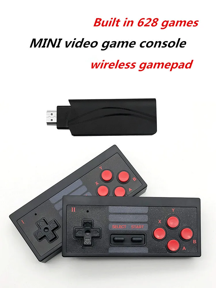 4K HD TV Game Console Built in 628 Classic Games Mini USB Vedio game Console Support Two Wireless Controller