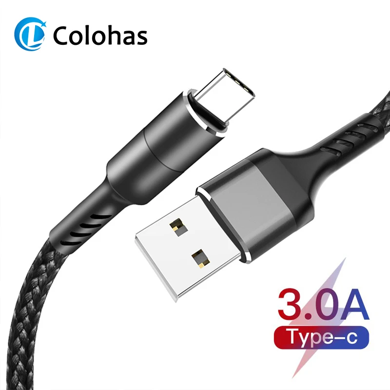 

USB Type C Cable for Samsung S10 S9 Quick Charge 3.0 Cable USB C Fast Charging for Huawei P30 Xiaomi USB-C Charger Wire 1m 2m 3m