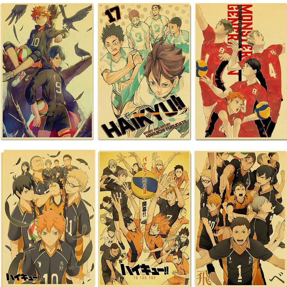 Anime Haikyuu!! Vintage Retro Posters Art Movie Painting Kraft Paper Prints Home/ Room/Bar Decor Wall Stickers