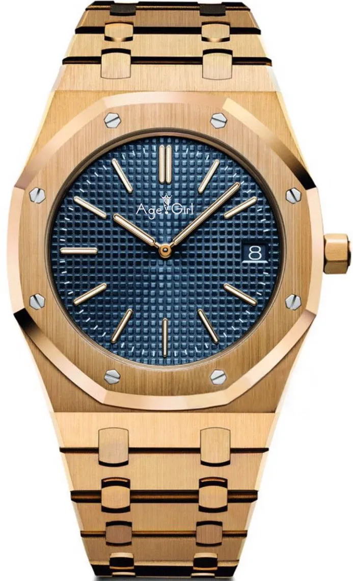 Gold Blue Роскошные брендовые новые мужские спортивные часы из нержавеющей стали автоматические механические серебристо-серые ограниченное Королевское сапфировое стекло дубы AAA - Цвет: Gold Blue