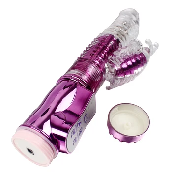 Telescopic Dildo Vibrator Rotating Dual Bead Rods Vibration Wand USB Rechargeable Butterfly Sex Toys for Women 5
