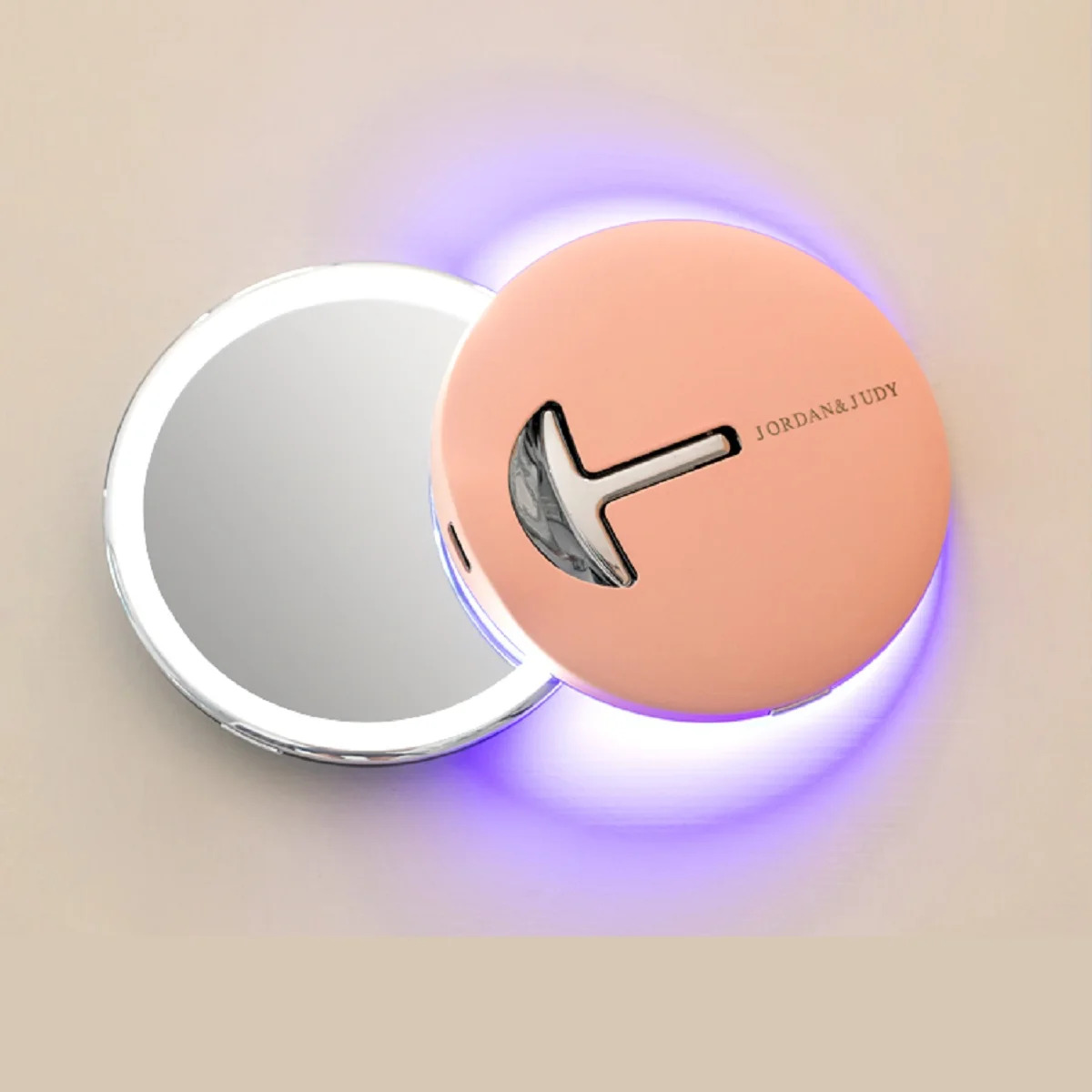 

Jordan&Judy 1pc Mini Makeup Mirrors Portable Folding Cosmetic Tools With LED Magnification Round Mirror For Travel Bathroom Gift