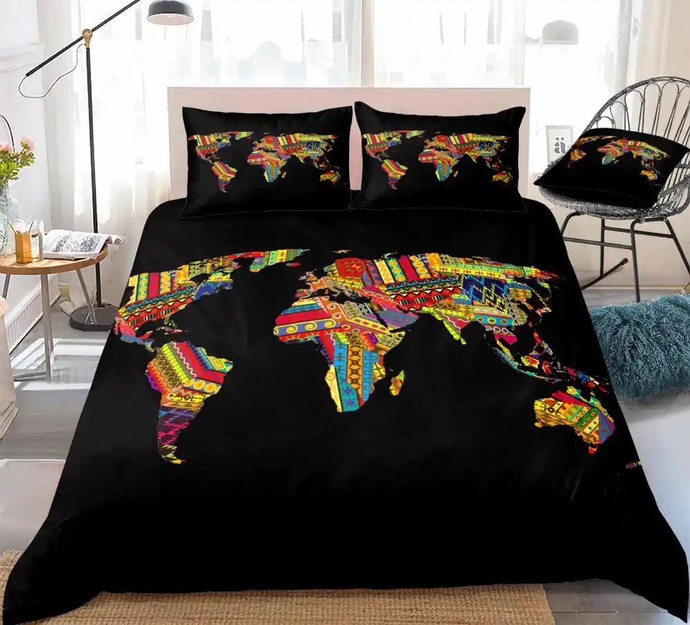 African Map Bedding Set Retro Exotic Quilt Cover Queen Home Textiles Geometric Duvet Cover Stripe Bed Set Teens 3pcs Black Bedding Sets Aliexpress