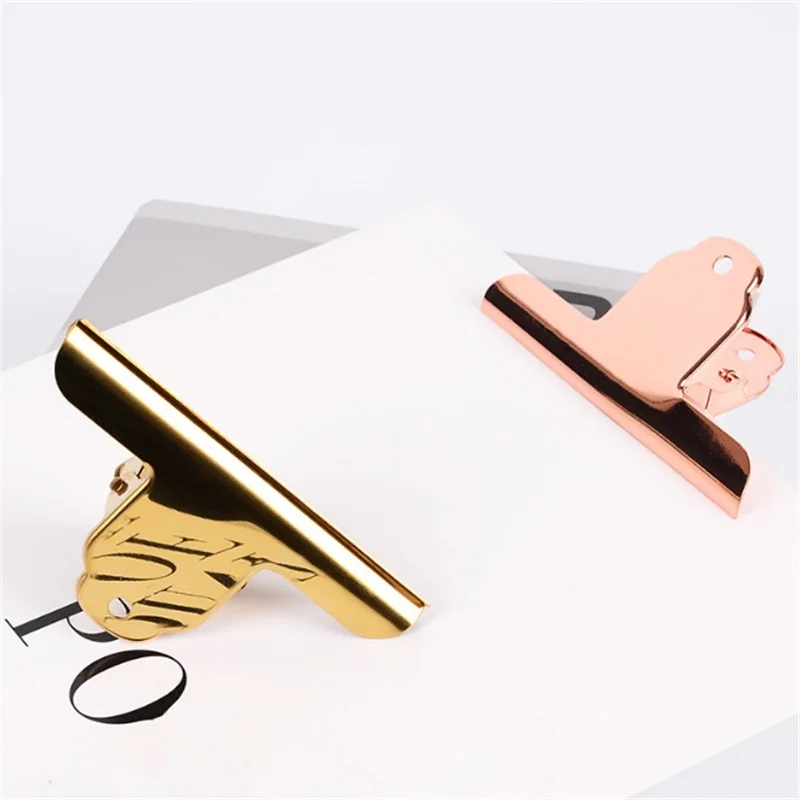 2 шт. 5,5*10,3 см Большой размер золото/розовое золото скрепки для бумаги зажим для офиса купюр бытовые кухонные уплотнительные принадлежности