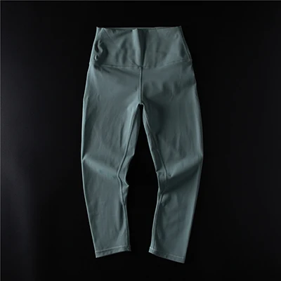 Ice Grass Green Женские однотонные спортивные брюки для фитнеса, мягкие нейлоновые брюки для занятий йогой, Спортивные укороченные брюки с высокой талией, леггинсы для бега - Цвет: Ice Grass Green