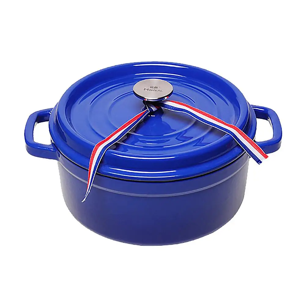 22 см утолщенной чугунная кастрюля для супа с антипригарным покрытием эмалью из