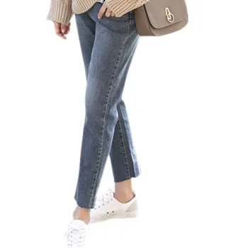 

XUXI Spring Autumn 2020 New Trousers Women Cropped Pants High Waist Loose Velvet Was Thin Outer Wear Straight Pantalon FZ0400