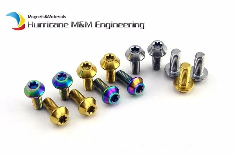Титан болты M6 x16 дисковые тормоза Ti Болт, Титан болты DIY сожгли Цвет Шестигранная головка гриба винты Ti Застежка Упаковка Из 6