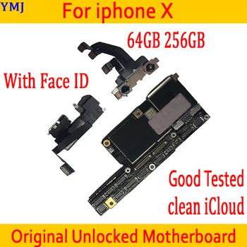 

100% Good Working for iphone X Motherboard with Face ID,Original unlocked for iphone X Mainboard with Full Chips,64GB / 256GB