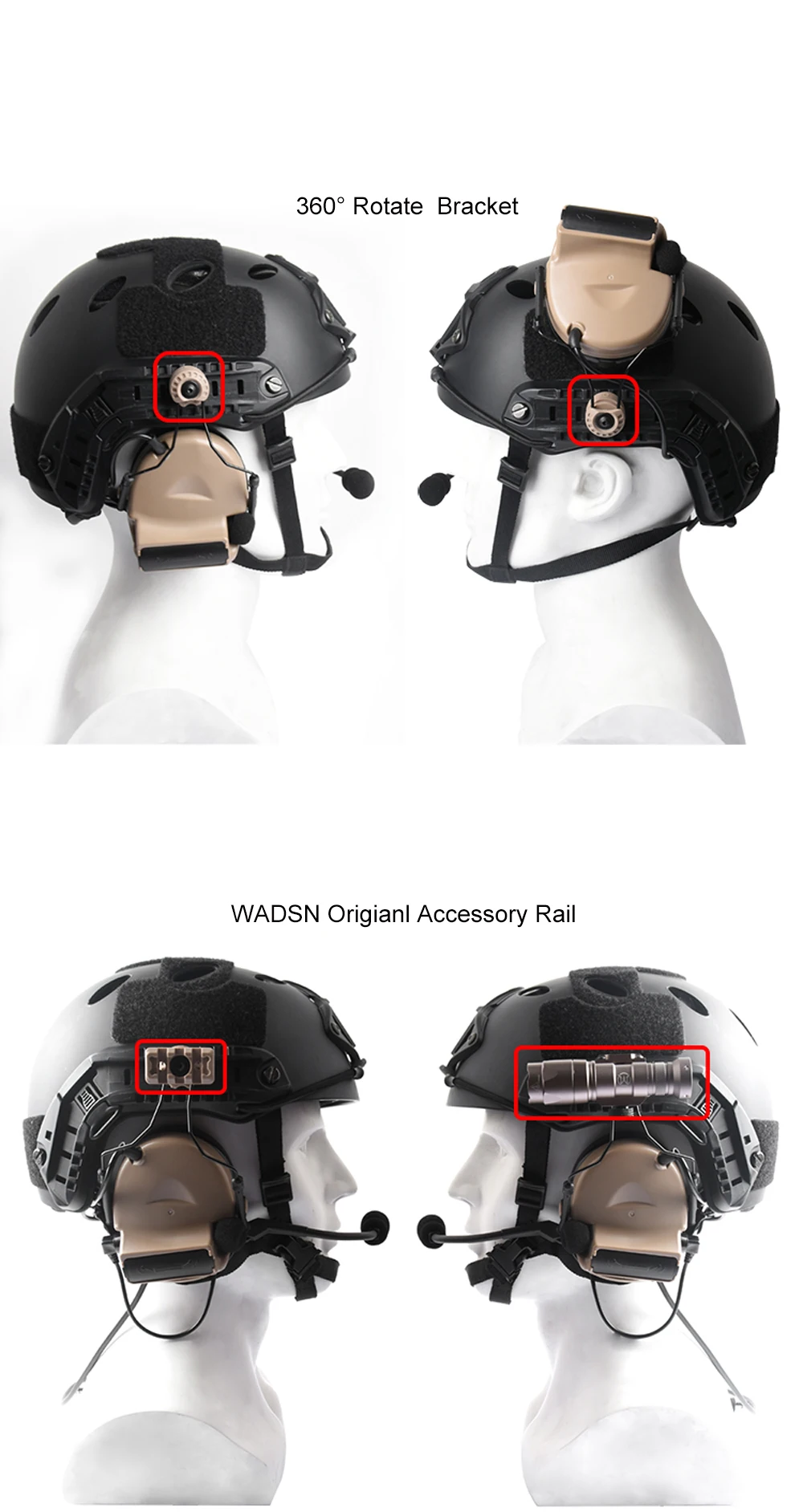WADSN Тактический шлем гарнитуры не подобрать Шум Уменьшить Funtion Airsoft наушники C2 Comtac II ARC Softair кронштейн для наушников WZ172