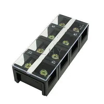 

600V 200A Dual Row 4 Positions Barrier Screw Terminal Block Black