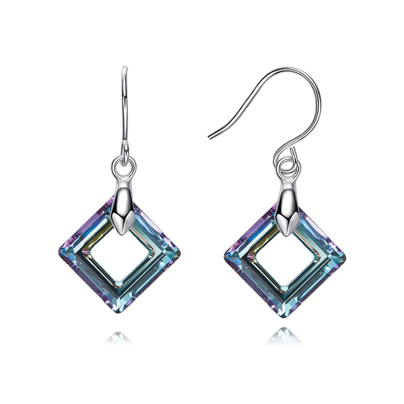 Warme Farben, женские серьги с кристаллами Swarovski, S925, серебряные серьги-капли с кристаллами, европейские ювелирные изделия, вечерние серьги - Цвет камня: Фиолетовый
