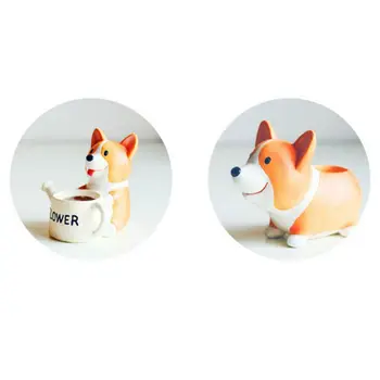 

Flowerpot Puppy Resin Planter for Succulents Cute Corgi Mini Desktop Pot Decoration Gift For Home and Office -