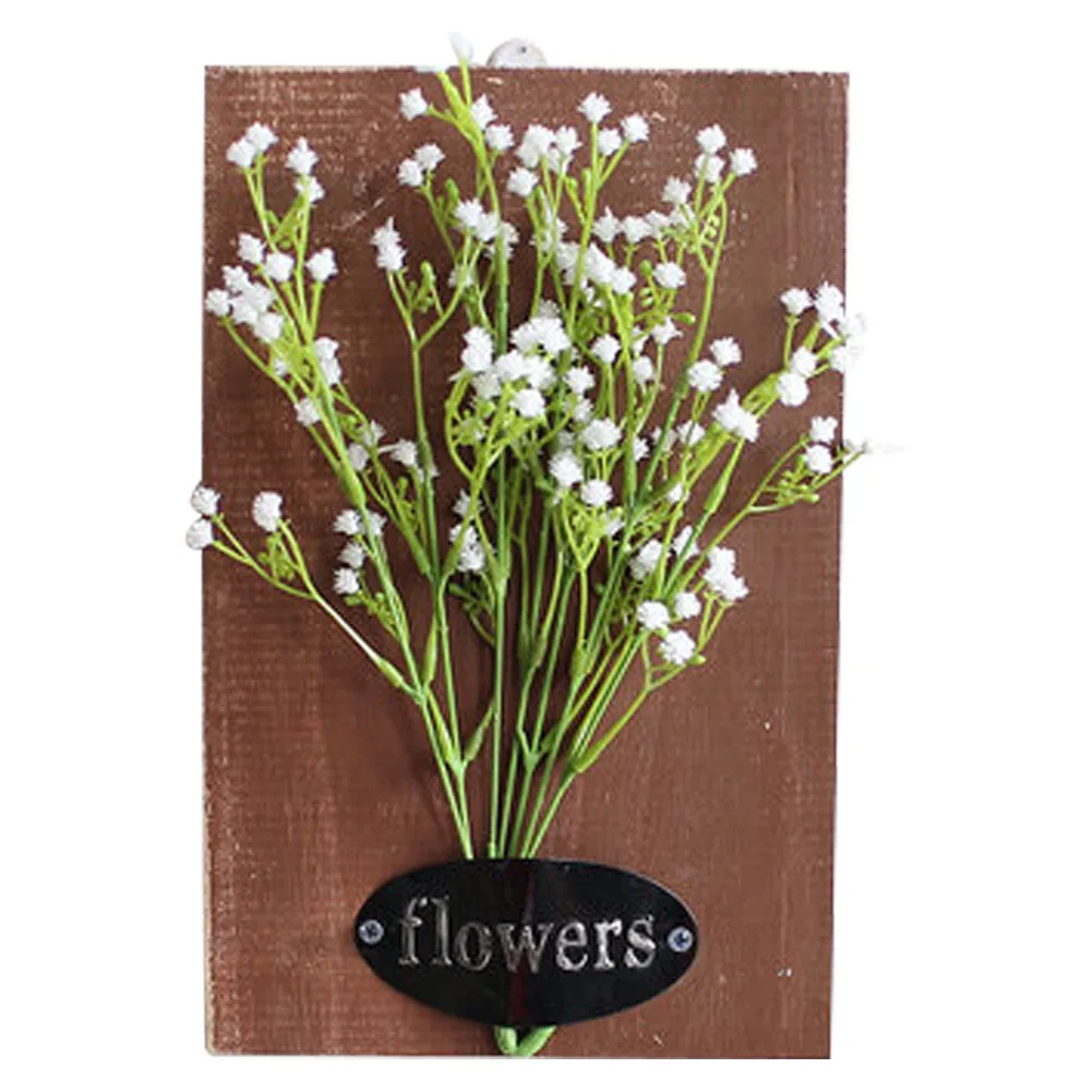 Fashion Background Easy Install Home Decor Living Room Simulation Wooden Board Wall Plant Hanging Artificial Flower Indoor - Цвет: Коричневый