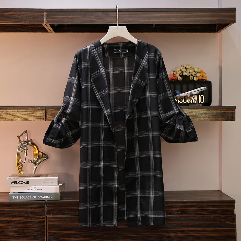 

Fat Size Girls'fat Sister's Slim Chequered Shirt Jacket In Fashion Leisure In Autumn 2019