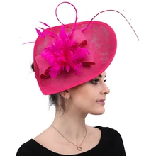 Mingli Tengda, красная роза, ручная работа, камбрическая шляпа в форме сердца, головной убор, шляпа для банкета, невесты, свадьбы, перо, свадебный головной убор