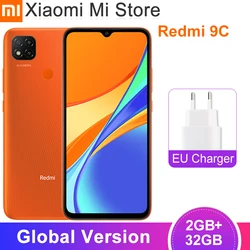 Глобальная версия Xiaomi Redmi 9C 2 Гб оперативной памяти, 32 ГБ ROM, мобильный телефон 5000 мАч батареи MTK Helio G35 Octa Core погружения 6,53 дюймHD + дисплей