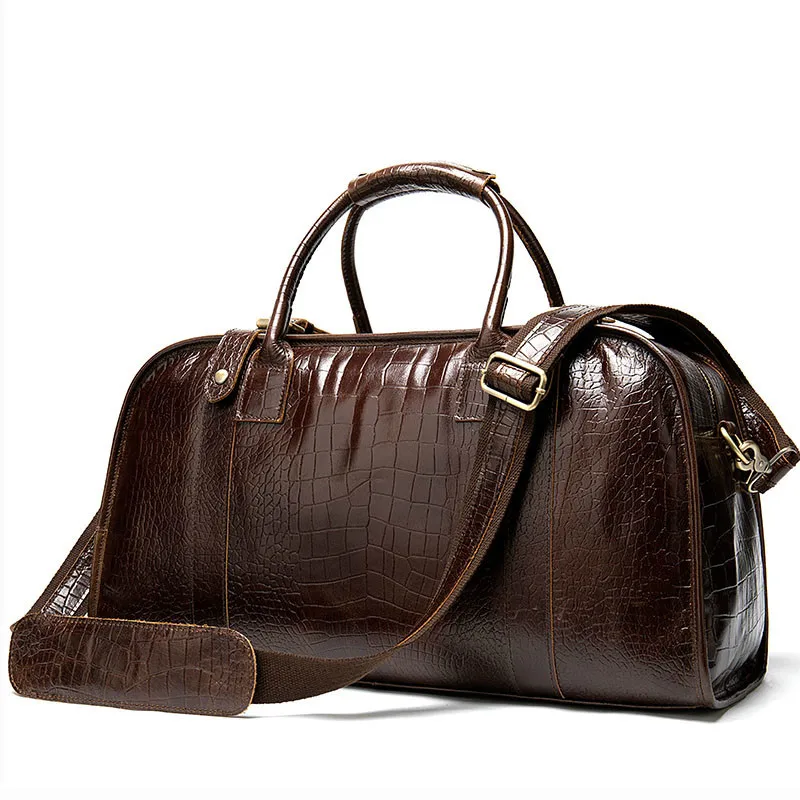 Men's Genuine Leather Travel Bags Hand Luggage Men Suitcases Traveling Bag For Leather Duffle Big Bag Crocodile Bolso De Viaje