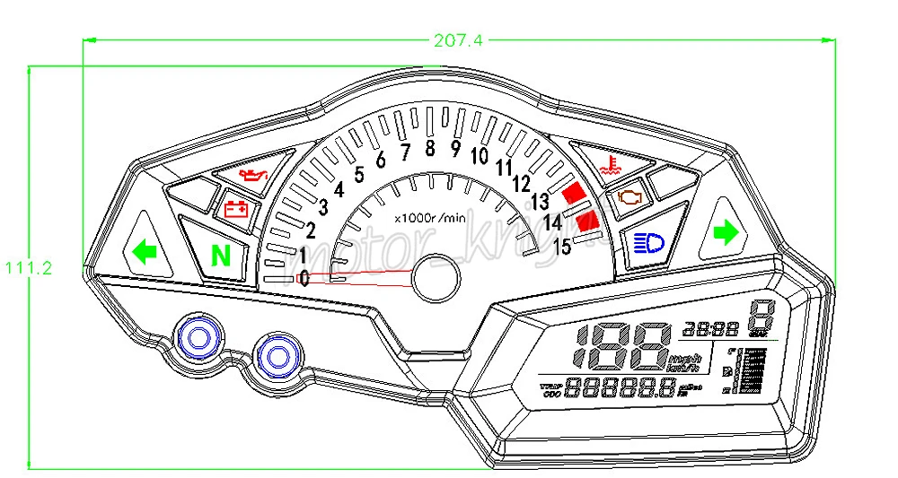 Backlight Motorcycle Speedometer Odometer Tachometer Kmh Clock With Sensor 15000RPH NINJA 300 EX300A 2013- 14 15 16 17 19