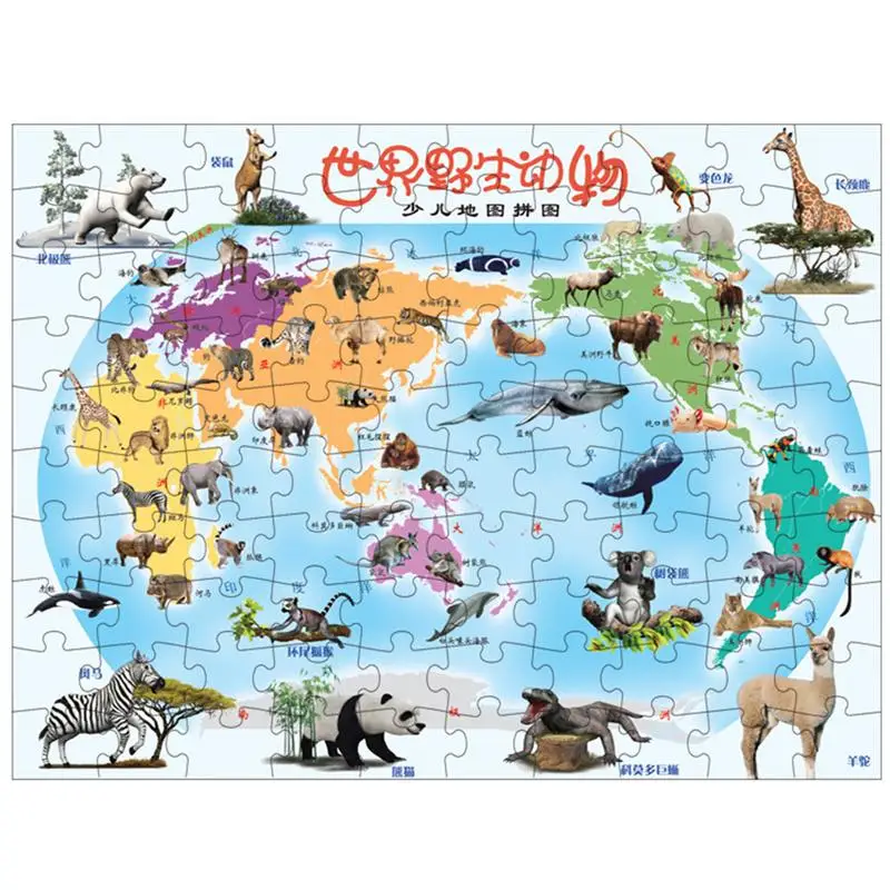 100 шт./компл. животные Карта мира головоломка игрушка забавные развивающие игры