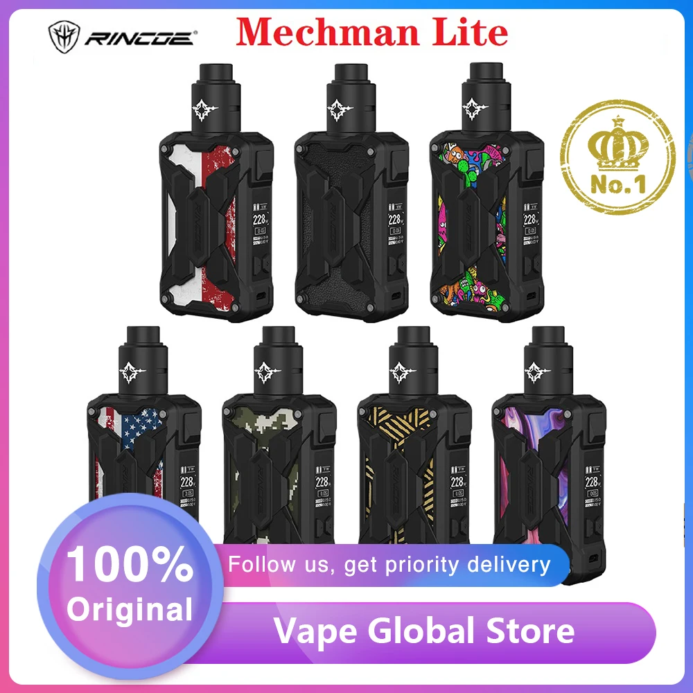 Оригинальный комплект Rincoe Mechman Lite TC с 228 Вт модом и атомайзером Metis RDA 810 капельным