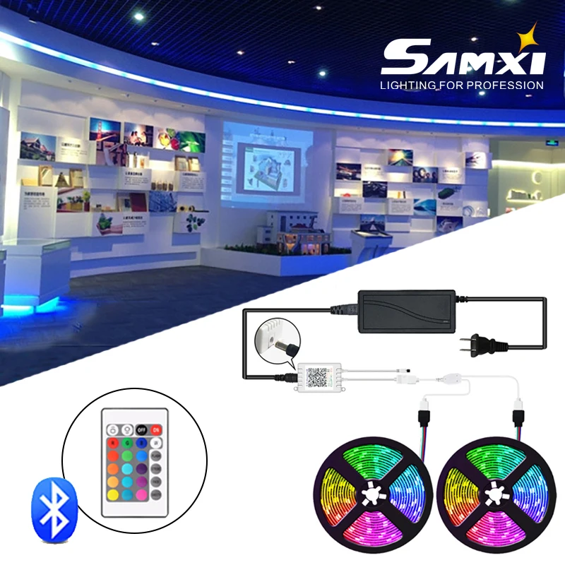 Светодиодная лента с Bluetooth 12 В RGB 5050 5 м/300 светодиодов гибкая водонепроницаемая м/10