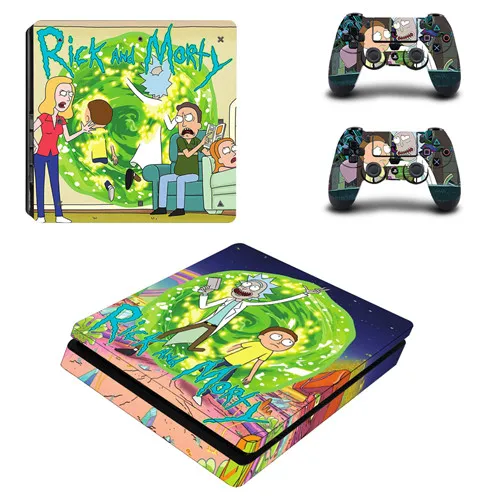 Rick and Morty полное покрытие лицевые панели PS4 тонкая кожа Виниловая наклейка, стикер для консоли Playstation 4 и контроллеров PS4 Slim Skin - Цвет: P4SQB0196