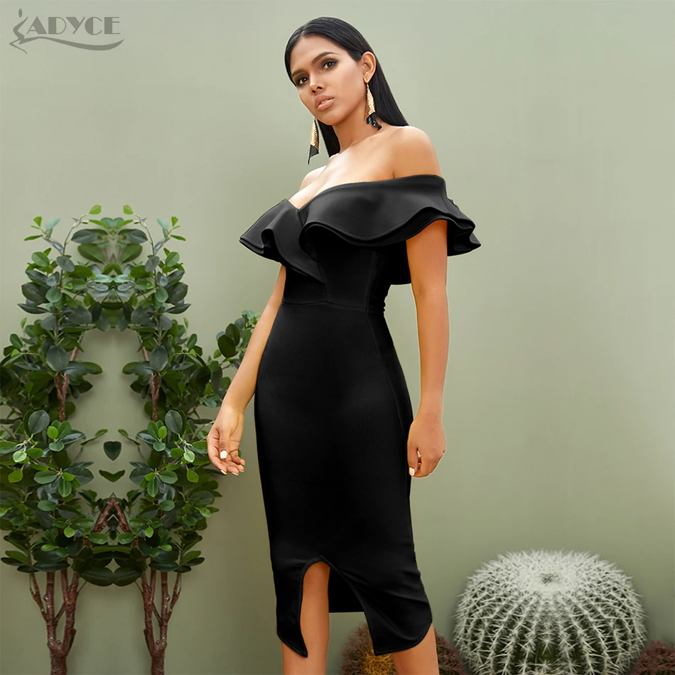 Adyce новое летнее Сексуальное Женское Бандажное платье с открытыми плечами Vestidos с оборками и вырезом лодочкой Клубное платье знаменитостей платье для вечеринок подиума