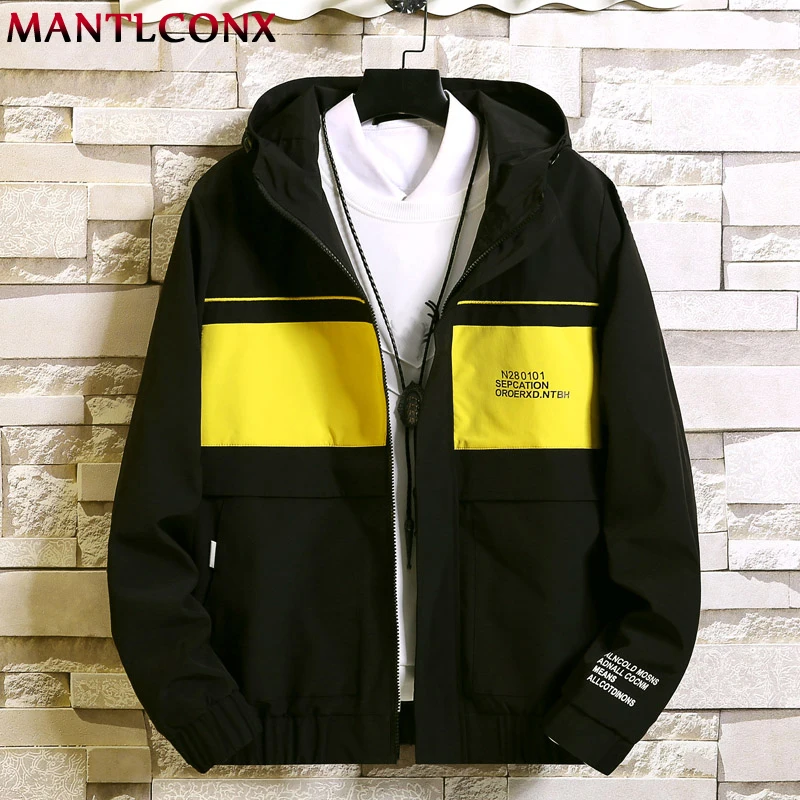 MANTLCONX 2020 New Patchwork Windbreaker Jacket Men Fashion Hooded Coat Casual Men's Hip Hop Outwear Male Streetwear 4XL | Мужская