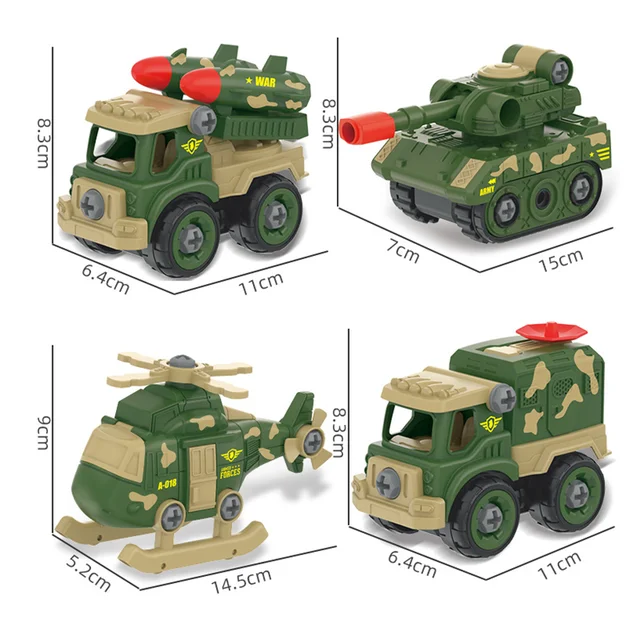 DIY Hand Assembled Car Toys Pull Back Military Vehicle Mini Models Motorcycle Tank Toy Detachable Kids Educational Puzzle Toys 6